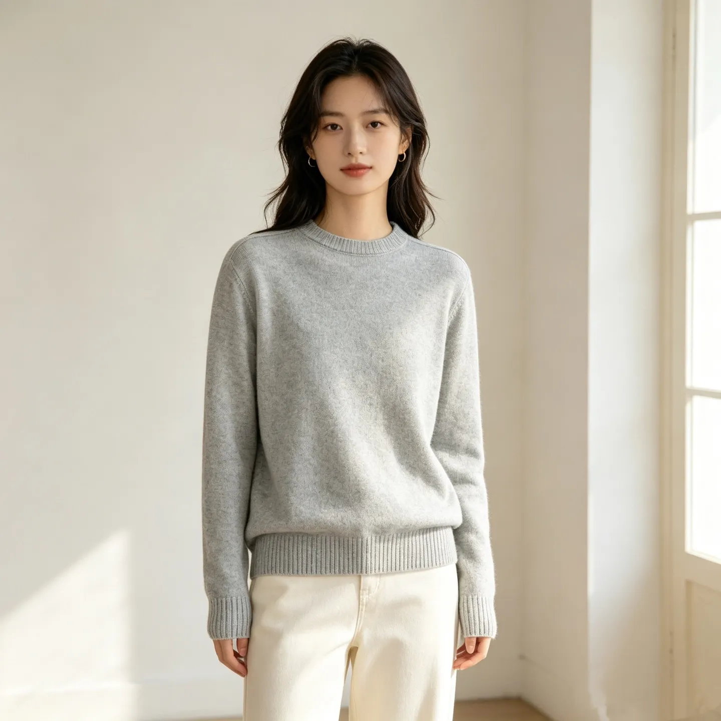 Louis Vuitton/Louis Vuitton solid color back collar leather label knitted sweater